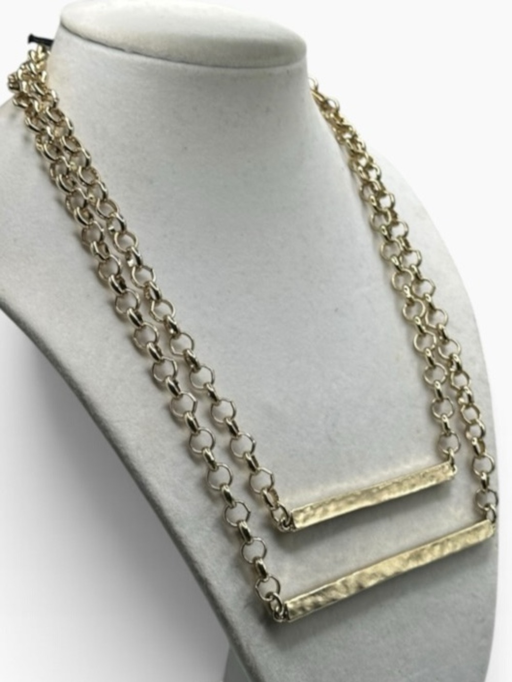 Chico's Black Label layered statement necklace gold bars NWT